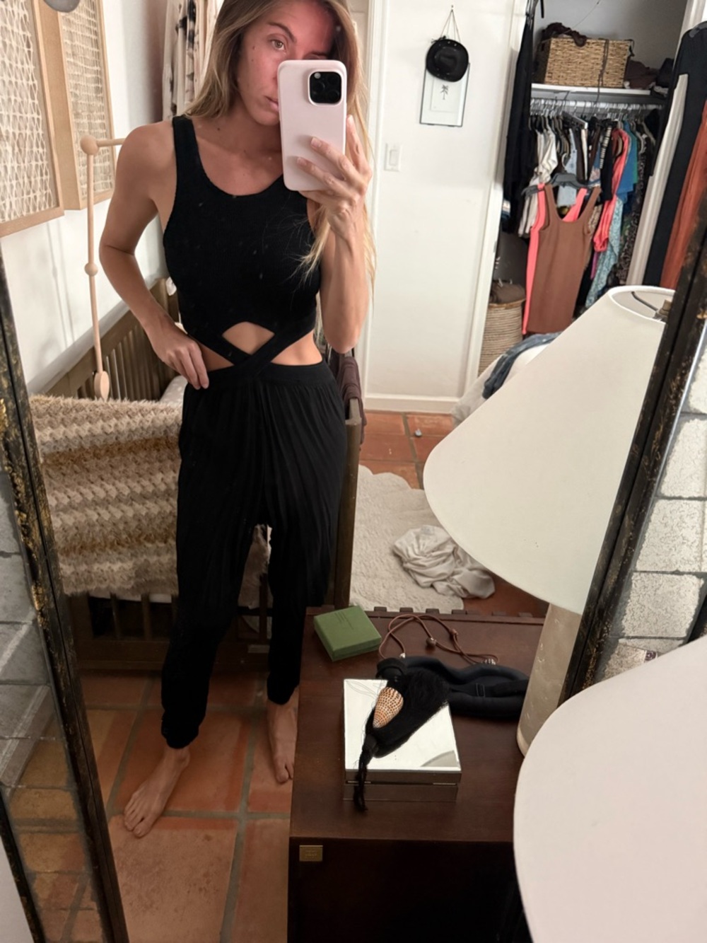 Indah Black Cutout Cross-Waist Jumpsuit